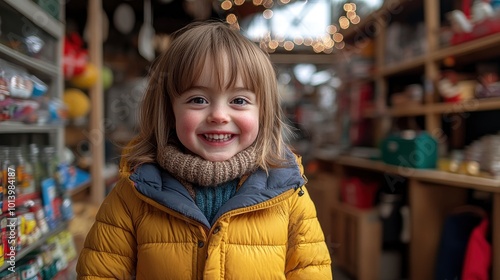 Little Girl Smiling in a Shop