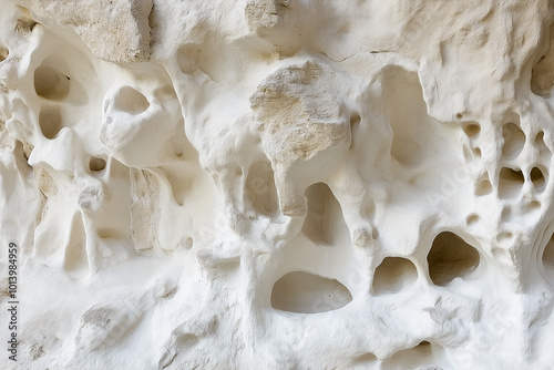 White eroded rock surface with organic patterns photo