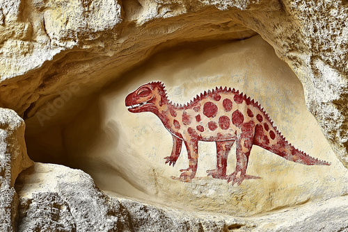 Dinosaur Petroglyph in Ancient Cave Art photo