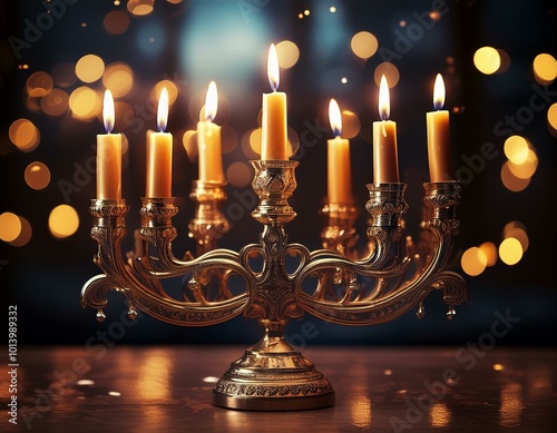 menorah candlea on a table