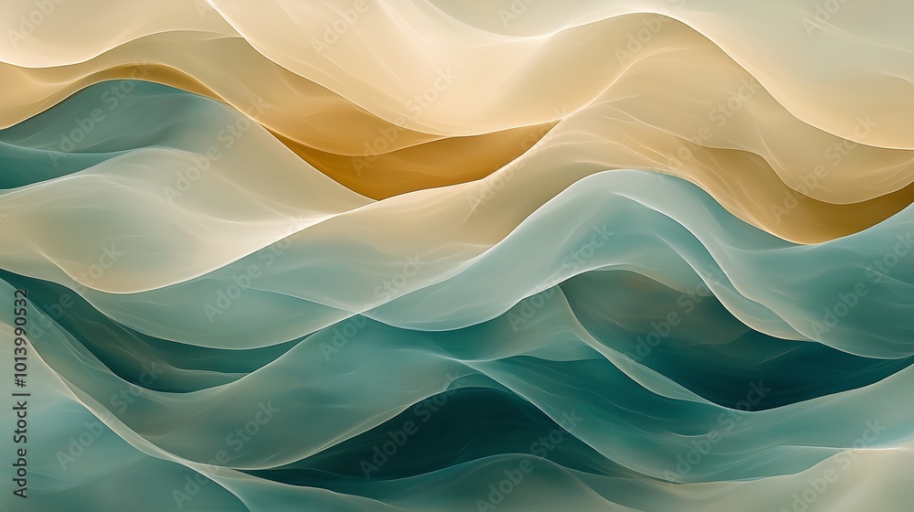 Obraz premium An abstract background featuring soft swirls of deep chocolate and cream colors, with smooth curves and gentle edges in beige and teal