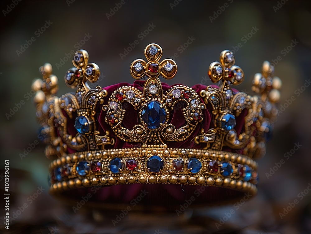 Ornate Gold Crown with Gemstones: A Symbol of Royalty Ornate Gold Crown with Gemstones: A Symbol of Royalty