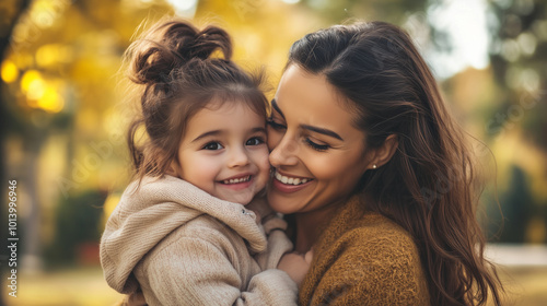 Happy arabic mother having fun with her daughter outdoor.