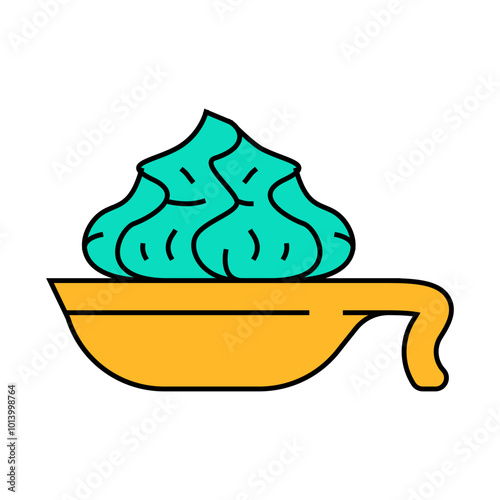 spice wasabi on plate line icon vector. spice wasabi on plate sign. isolated symbol illustration