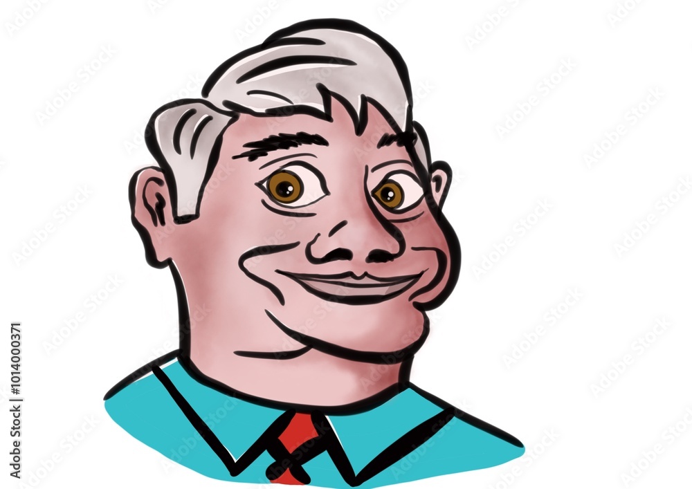 Cartoon illustration of a senior man with a smile on his face. Cartoon illustration of a senior man with a smile on his face.