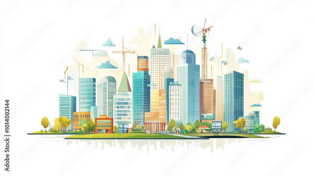 Smart building concept illustration for a city A graphical representation of intelligent city design integrated with IoT and AI technology for efficient urban management Smart building concept illustration for a city A graphical representation of intelligent city design integrated with IoT and AI technology for efficient urban management