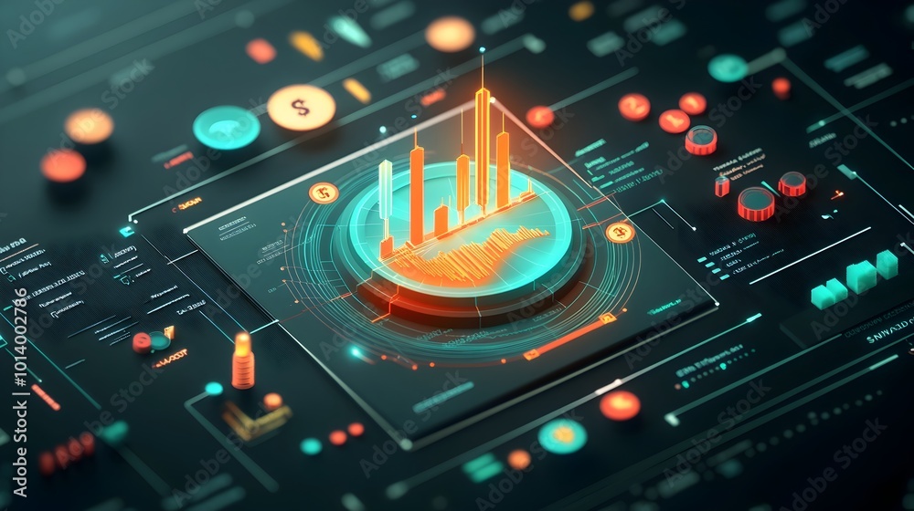 Magnified digital finance chart with detailed candlestick pattern ...