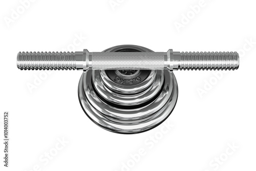 Parts of cast iron Chrome Adjustable Dumbbel, rod and weight plates. Png clipart isolated on transparent background photo