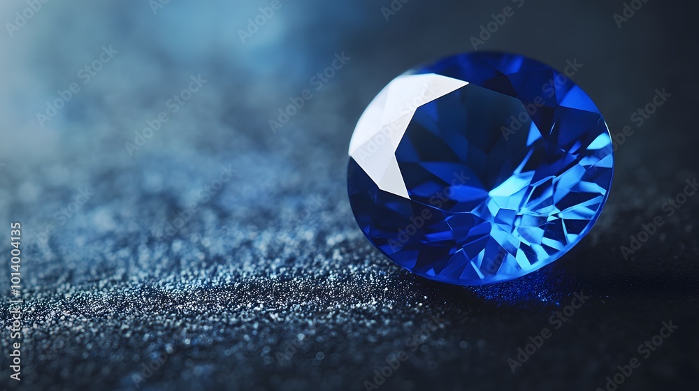 Natural blue sapphire on a blue-black background, highlighting the gemstone's vivid color, brilliance, and intricate facets, creating a striking visual contrast Natural blue sapphire on a blue-black background, highlighting the gemstone's vivid color, brilliance, and intricate facets, creating a striking visual contrast