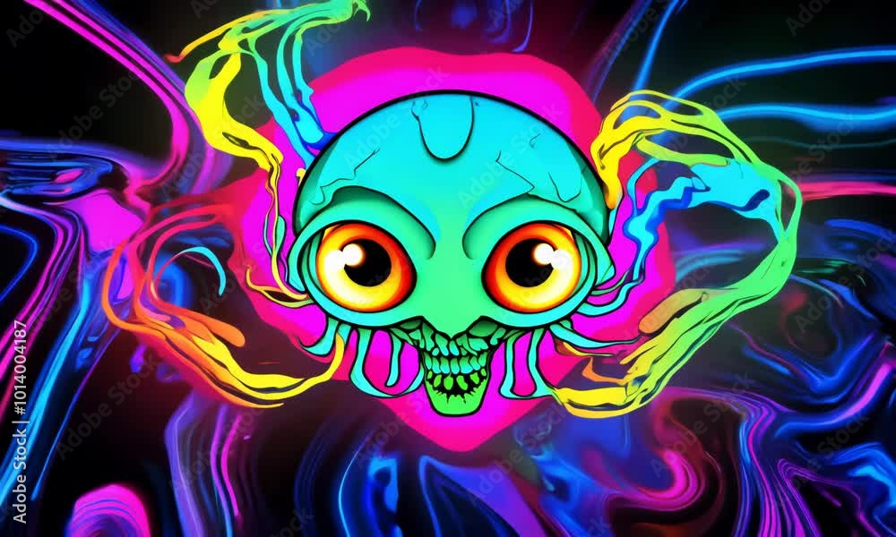An alien creature in quirky animation style, with bright colors and unusual shapes Video An alien creature in quirky animation style, with bright colors and unusual shapes Video