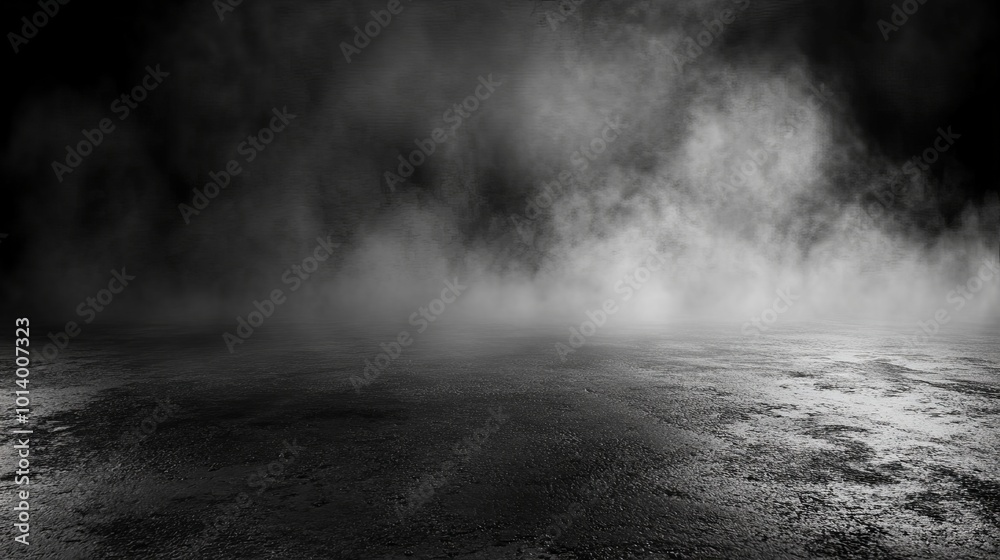 Vector illustration of a dark concrete floor texture with mist or fog Depicts an eerie atmosphere perfect for creating mysterious or industrial designs