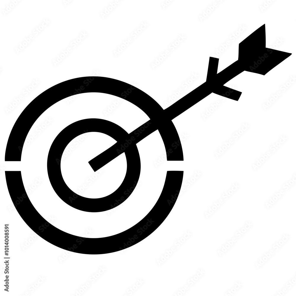 Arrow hitting target icon representing achievement of goals in business and marketing Arrow hitting target icon representing achievement of goals in business and marketing