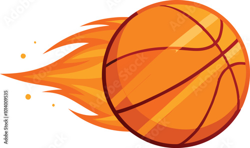 Flaming basketball in motion, a dynamic and energetic sports illustration
