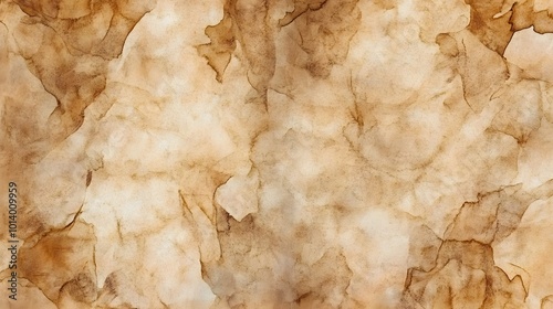 Old brown paper background with watercolor or coffee color stains in a marbled paint design