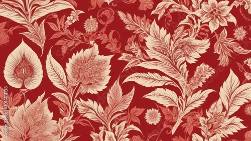 Wallpaper Mural Indonesian batik motifs with very distinctive Red background Torontodigital.ca