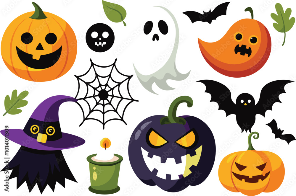 Sets of Halloween scary elements spooky items Sets of Halloween scary elements spooky items