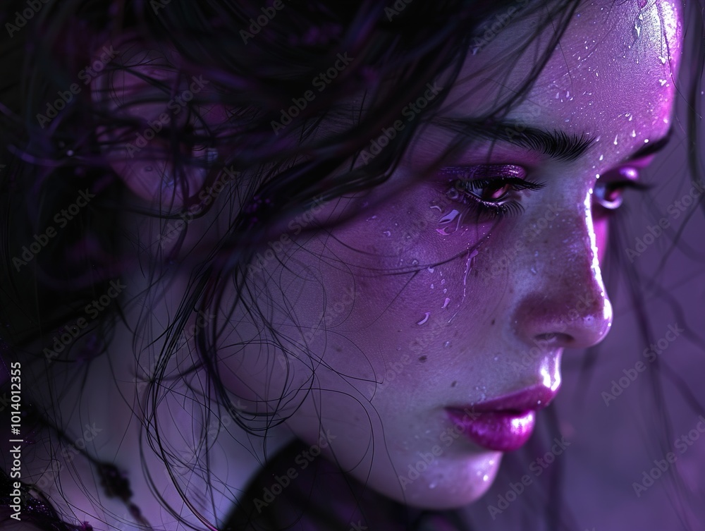 Purple Dream: A Close-Up Portrait of a Woman Purple Dream: A Close-Up Portrait of a Woman