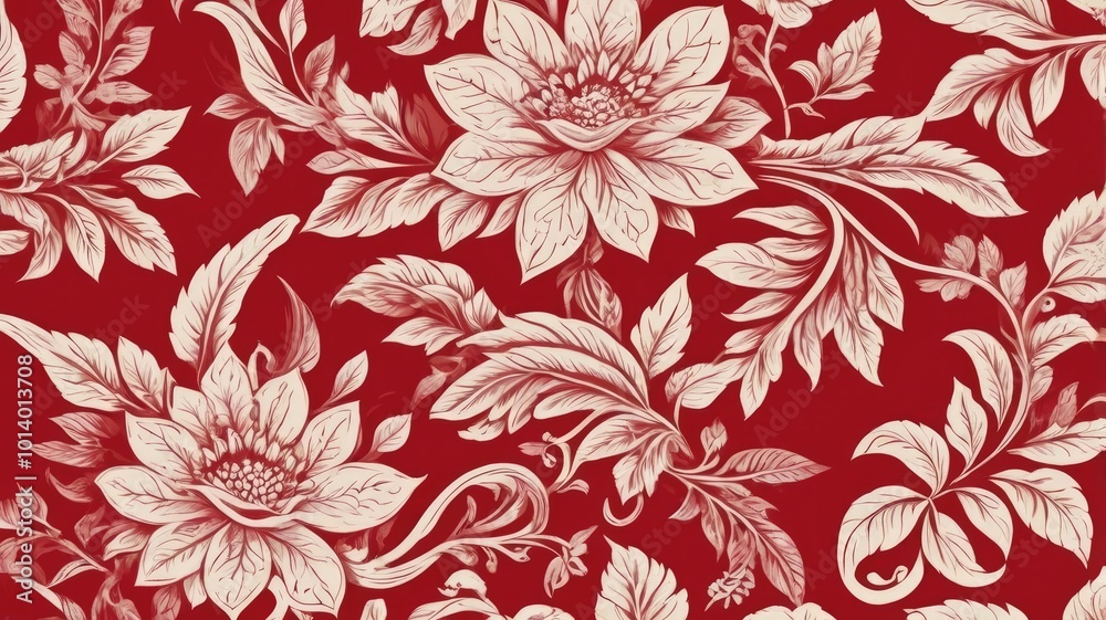 Fototapeta premium Indonesian batik motifs with very distinctive Red background