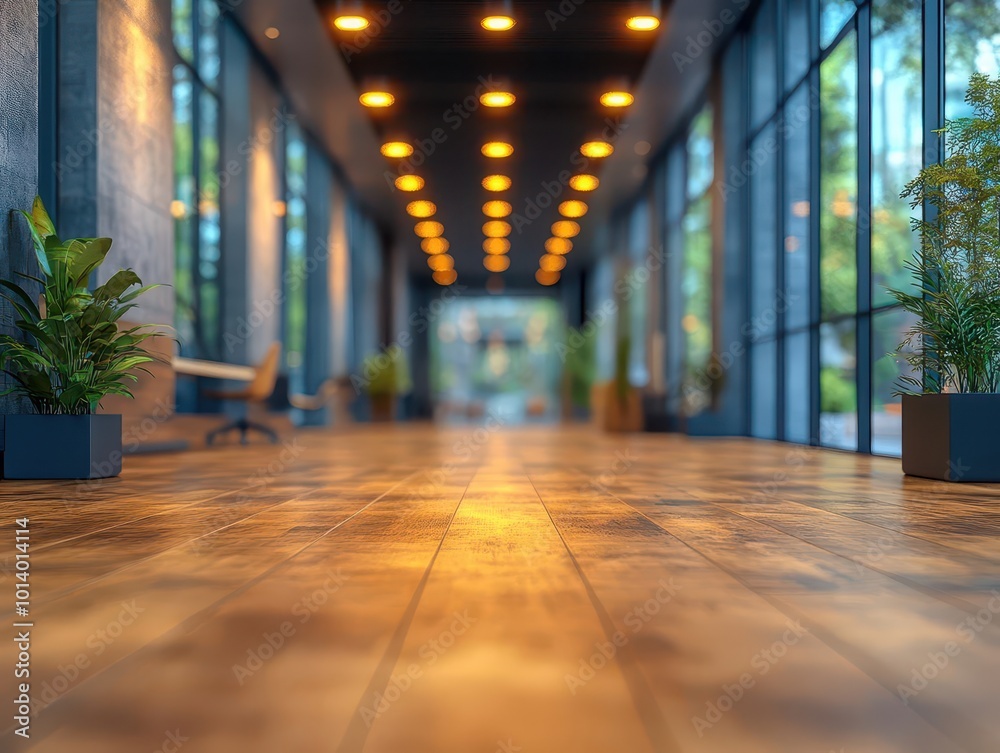 modern office interior shot with a beautiful but inconspicuous design creating a blurred focus effect that emphasizes the workspace ambiance while maintaining a professional vibe