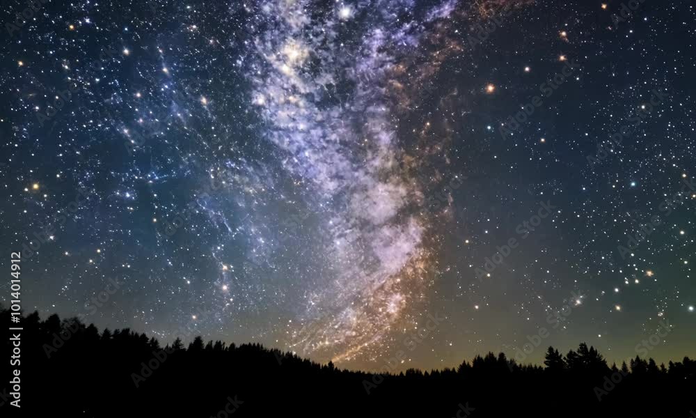 Milky Way galaxy stretching across the night sky. Video Milky Way galaxy stretching across the night sky. Video