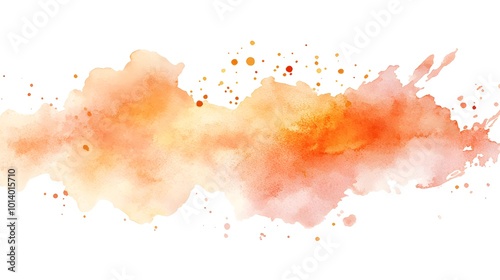 Peach watercolor splash on a white background, featuring vector brown watercolor textures and ink brush stains, creating a soft pastel effect