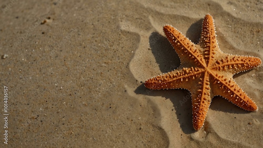 A starfish resting on a sandy beach, offering ample space for creative text. A starfish resting on a sandy beach, offering ample space for creative text.