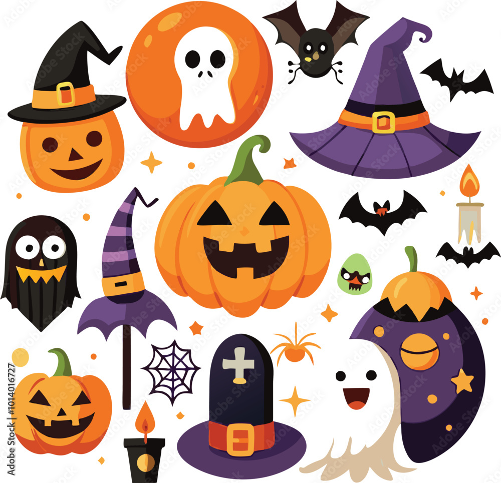 Sets of Halloween scary elements spooky items Sets of Halloween scary elements spooky items