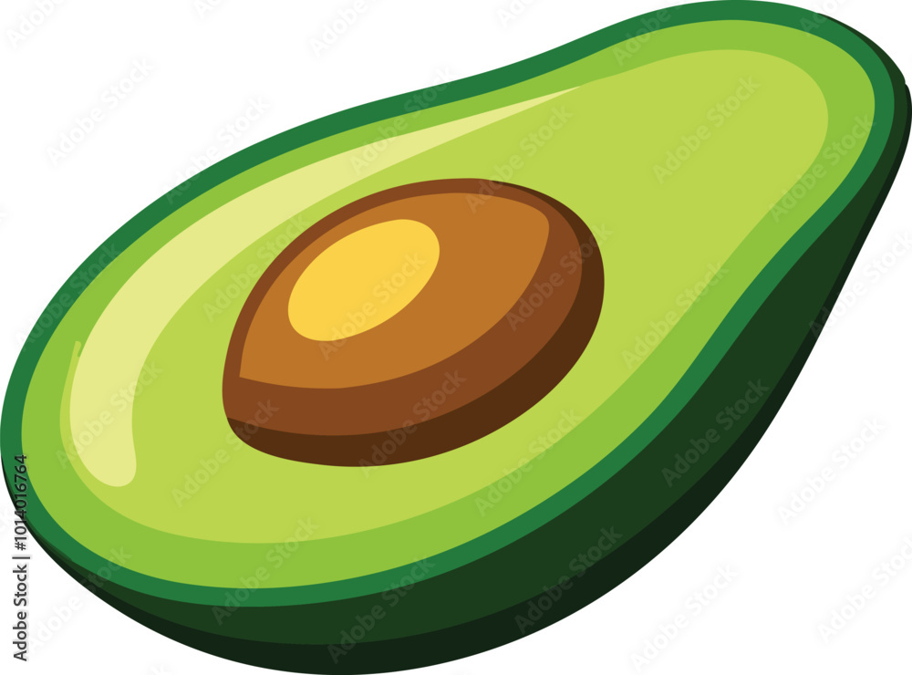 Cartoon half of an avocado with a seed, illustrated in a simple and fresh style Cartoon half of an avocado with a seed, illustrated in a simple and fresh style