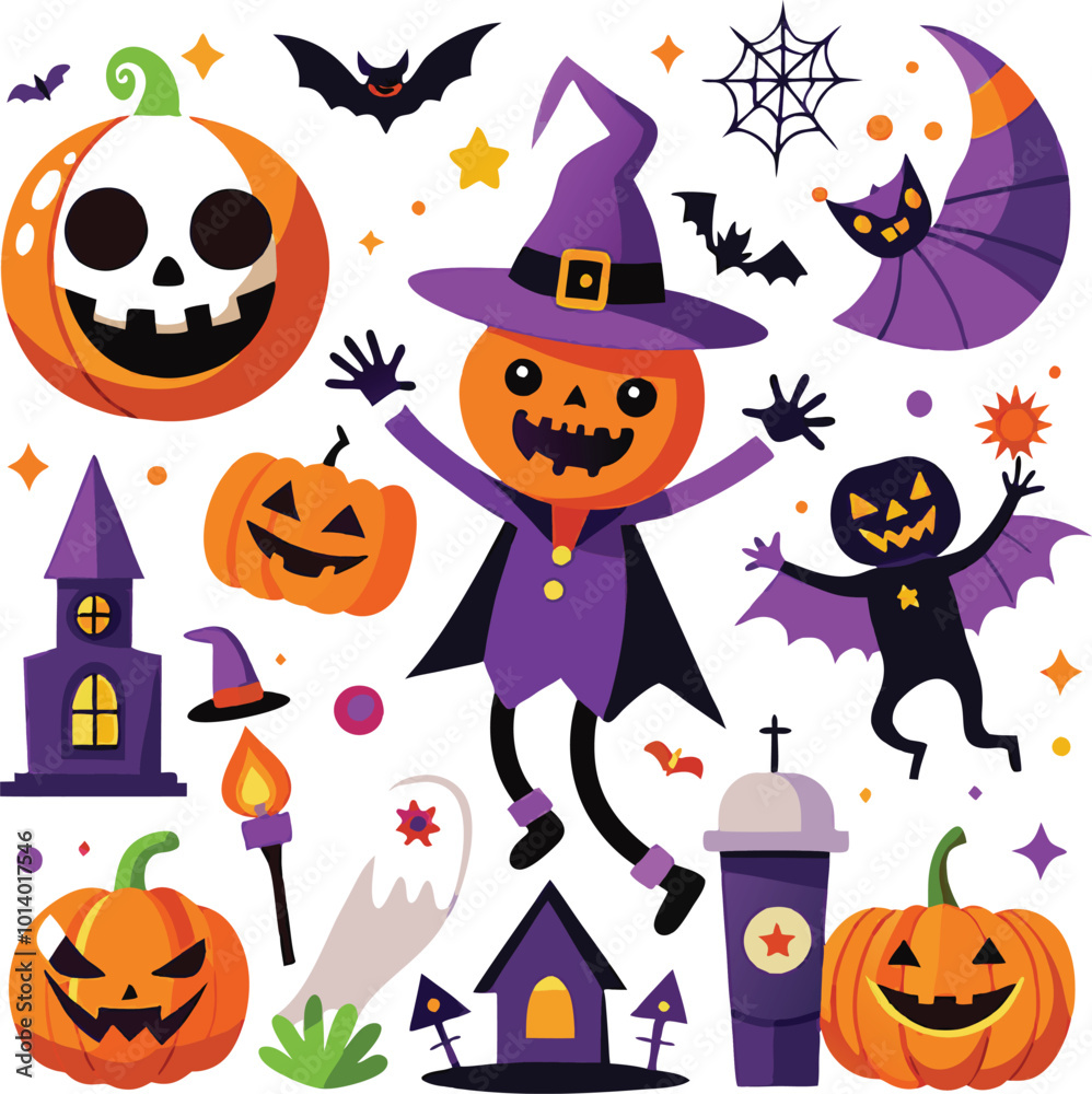 Sets of Halloween scary elements spooky items Sets of Halloween scary elements spooky items
