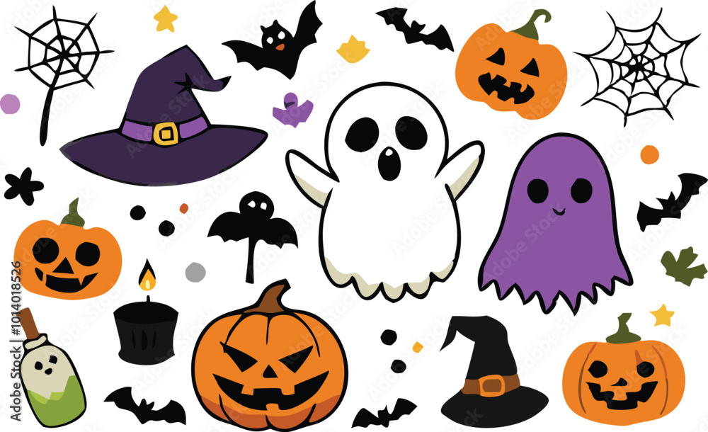 Sets of Halloween scary elements spooky items Sets of Halloween scary elements spooky items