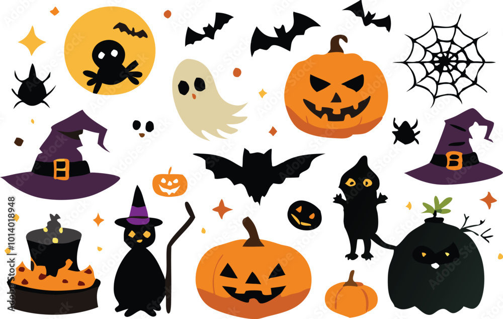 Set of Halloween elements illustration Set of Halloween elements illustration