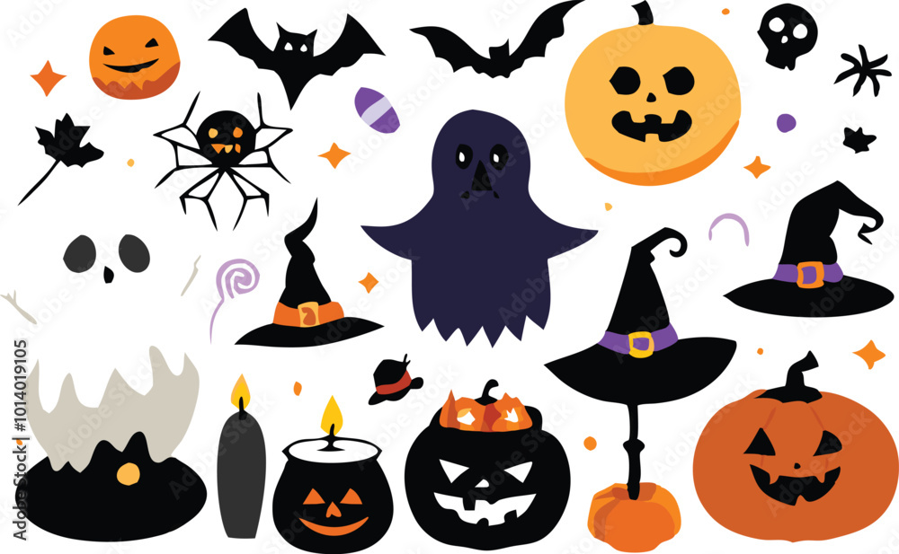 Set of Halloween elements illustration Set of Halloween elements illustration