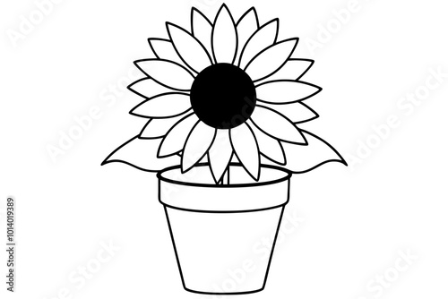 Sunflower Pot Vibrant Floral Illustrations for Creative Projects and Designs