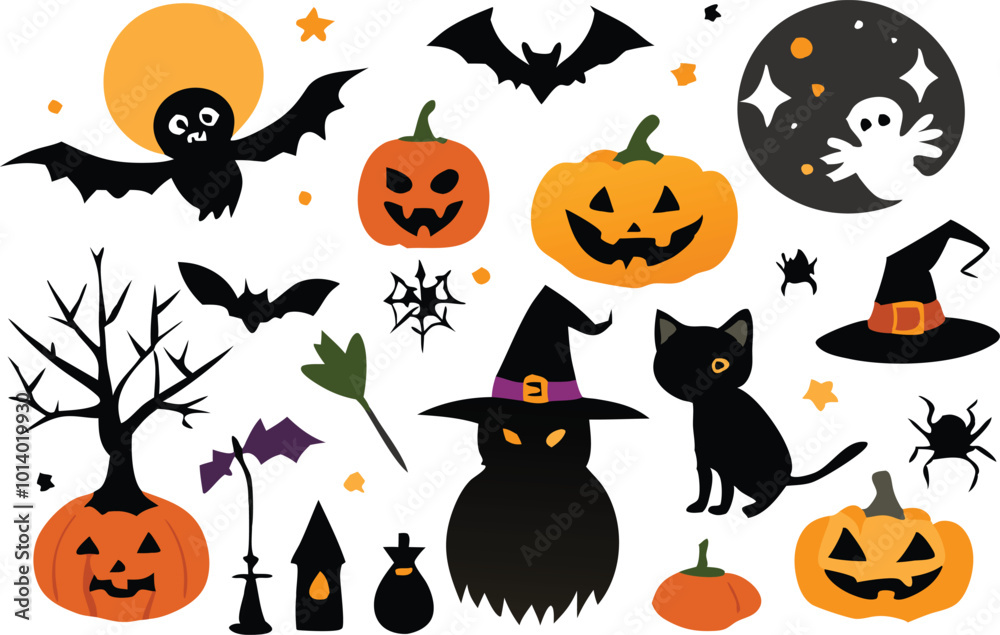 Set of Halloween elements illustration Set of Halloween elements illustration