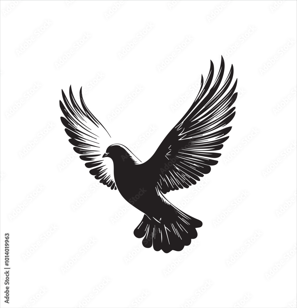 pigeon isolated on white background, bird, silhouette, eagle, vector, flying, animal, illustration, wing, nature, black, birds, dove, feather, wings, tattoo, fly, hawk, design, wildlife, flight, freed