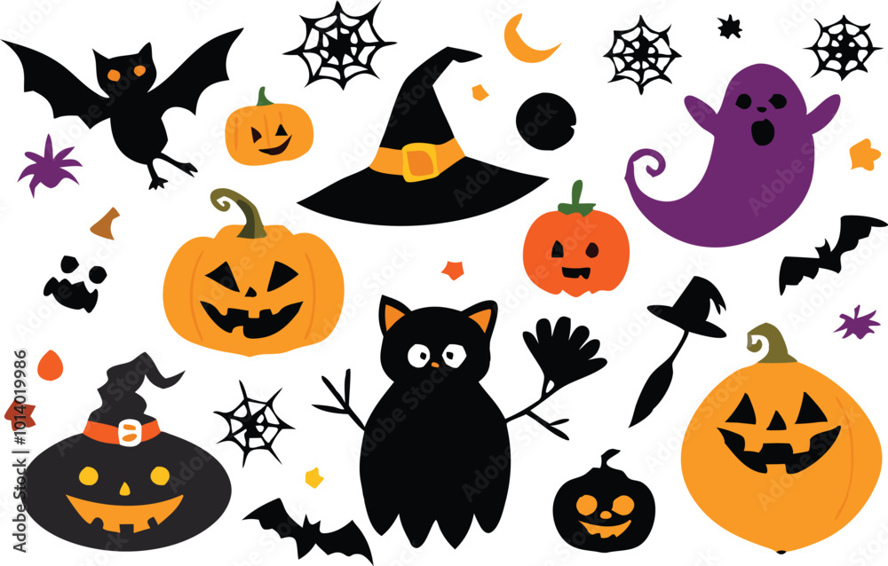 Set of Halloween elements illustration Set of Halloween elements illustration