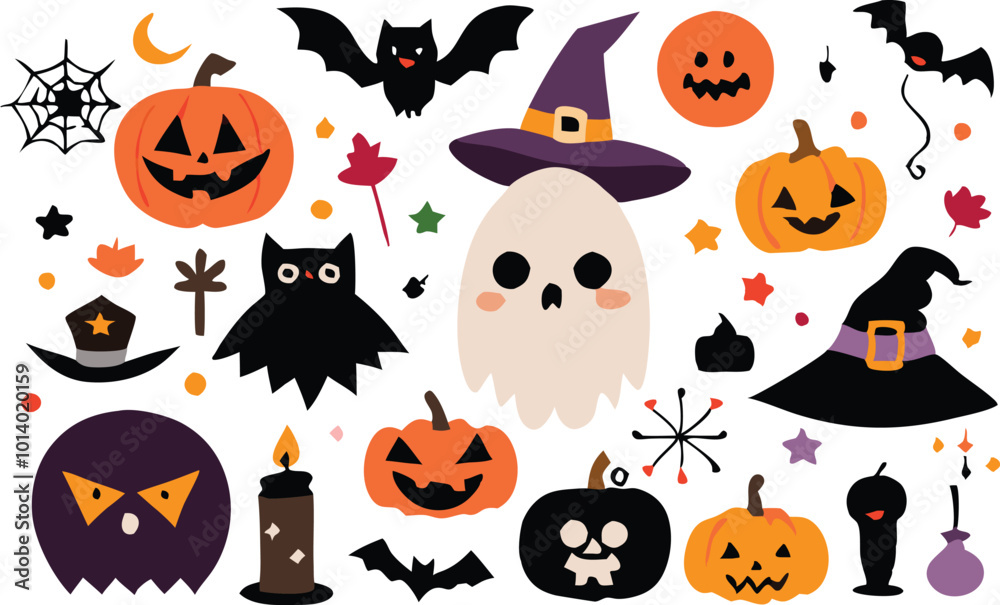 Set of Halloween elements illustration Set of Halloween elements illustration