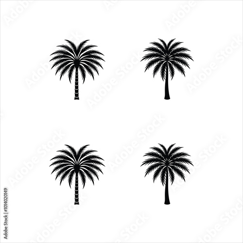 date palm one color vector set