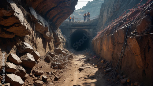 Beneath the earth, miners dig trenches and tunnels, creating a network of underground fortifications to shelter troops and provide hidden avenues for surprise attacks, Generative AI