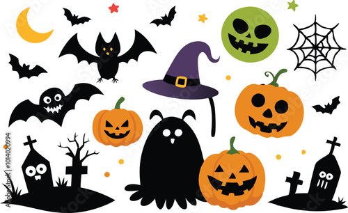 Set of Halloween elements illustration 