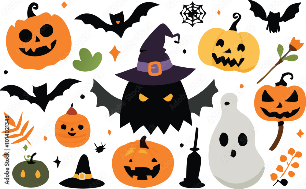 Set of Halloween elements illustration Set of Halloween elements illustration