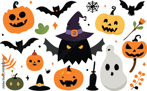 Set of Halloween elements illustration 