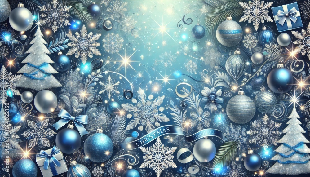 Christmas or new year blue banner bokeh background with room for text Christmas or new year blue banner bokeh background with room for text