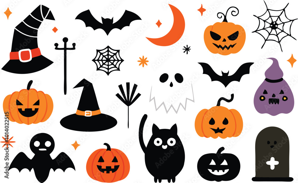Set of Halloween elements illustration Set of Halloween elements illustration