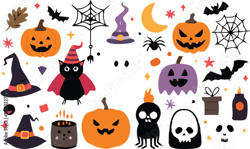 Set of Halloween elements illustration 