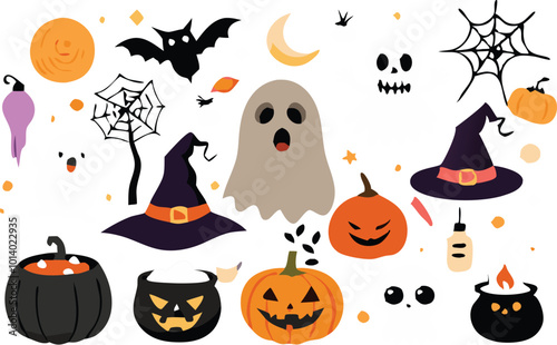 Set of Halloween elements illustration 