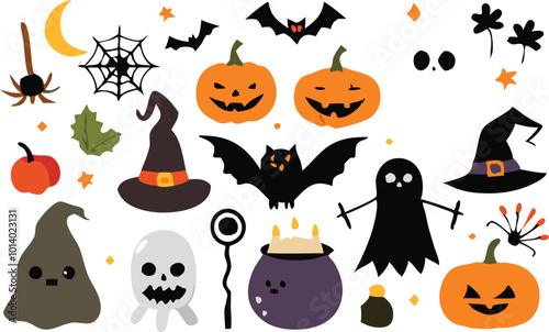 Set of Halloween elements illustration 