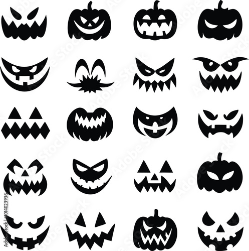 Collection of halloween silhouettes icon and character., witch, creepy and spooky elements for halloween decorations, silhouettes, sketch, icon, sticker. Hand drawn vector illustration