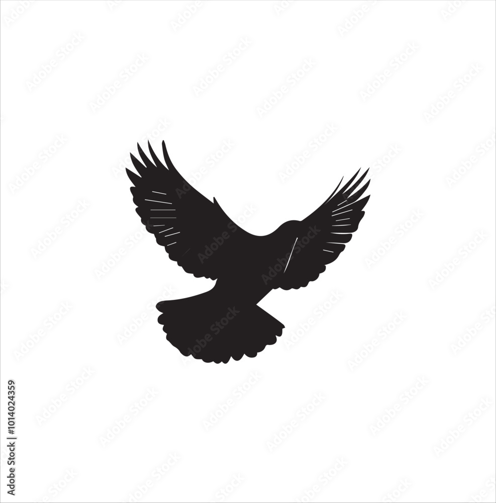 Obraz premium pigeon isolated on white background, bird, silhouette, eagle, vector, flying, animal, illustration, wing, nature, black, birds, dove, feather, wings, tattoo, fly, hawk, design, wildlife, flight, freed