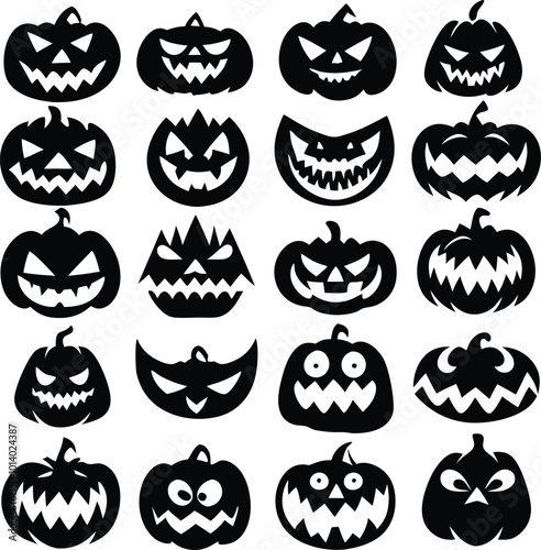 Collection of halloween silhouettes icon and character., witch, creepy and spooky elements for halloween decorations, silhouettes, sketch, icon, sticker. Hand drawn vector illustration